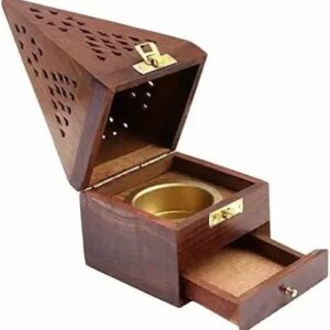 Divya Sur Handmade Wooden Incense Sticks Holder Wooden Pyramid Incense Box Fragrance Stand Holder Agarbati Dhoop for Pooja