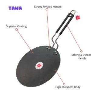 Divya Sur Heavy Iron Tawa with insulated Handle for roti/chapati/paratha 25 cm Dia