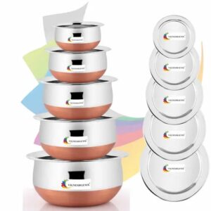 Divya Sur Copper Bottom Handi Pot 5 Piece Set/Steel Handi Set