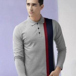 Divya Sur MEN POLO NECK FULL SLEEVE STRIPED TSHIRT