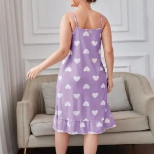 Divya Sur Woman’s Short Night Dress in Love Heart Print