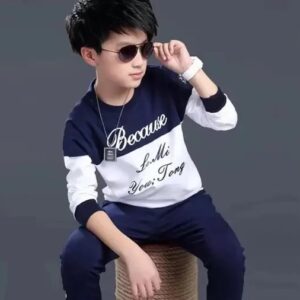 Divya Sur Kids/Boys Printed Round Neck Regular Fit Full Sleeves cotton blend Navy t shirt