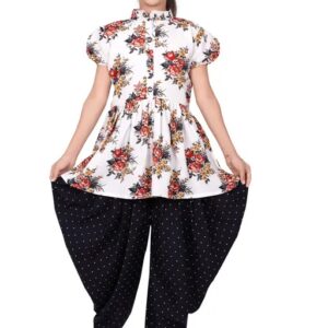 Divya Sur Girl Kurta Set white black