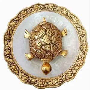 Divya Sur Tortoise In Glass Plate set For Vastu, Home,Temple,Office And Gifting Purpose Luck, Love, Happiness and Prosperity Size L-B-H-14x14x2 cm TCK