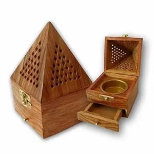 Divya Sur Handmade Wooden Incense Sticks Holder Wooden Pyramid Incense Box Fragrance Stand Holder Agarbati Dhoop for Pooja