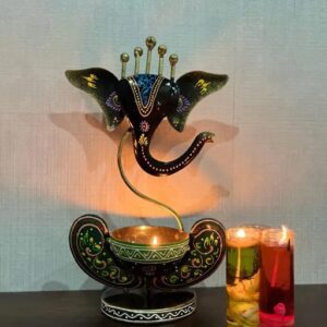 Divya Sur Metal Painted Ganesha Idol Showpiece