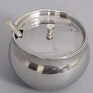 Divya Sur Stainless Steel Ghee pot/Oil POt with lids and spoons (Pack of 2 -Set) With Silicon Brush-1Pcs