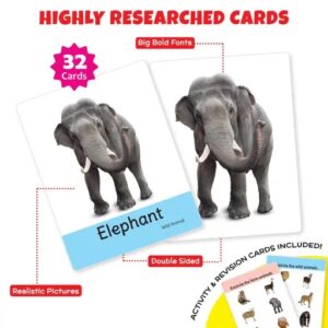 Divya Sur ANIMALS Flash Cards for Kids (32 Cards) | Fun Learning Toy for 2-6 years