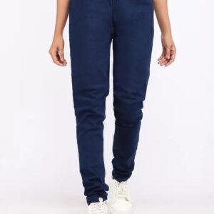Divya Sur Denim Skinny Fit Stretchable Medium Waist Elastic Closer Ankle Length Solid Black-Royalblue Jeggings for Women Pack Of 2