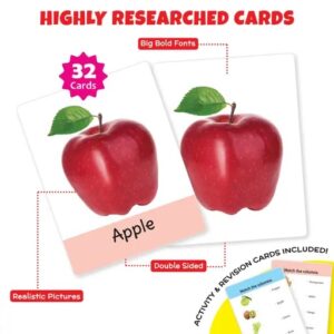 Divya Sur Fruits Flash Cards for Kids (32 Cards) | Fun Learning Toy for 2-6 years