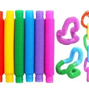 Divya Sur Pop Tube Toy for Kid Fidget Sensory Early Education Toy for Kid Stress Anxiety Relief Bandable Stiming Toys (6 Piece)