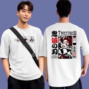 Divya Sur Trendy Men Round Neck Printed Oversize Cotton Blend Tshirt (white)