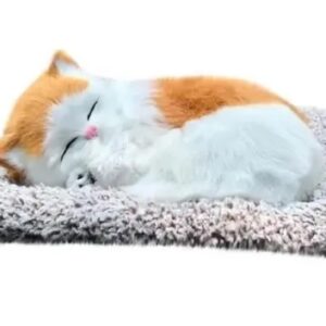 Divya Sur Cute Cat Soft Plush Press Simulation Sound Animal Cute Cotton, Faux Animal Fur Sleeping Cat Stuffed Toy
