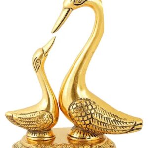Divya Sur Saras Swan Pair of Kissing Duck Metal Decorative Showpiece – 15.5 cm