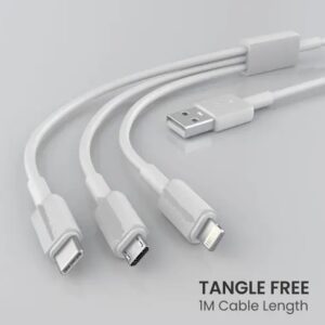 Divya Sur 3.0A Fast Charger Cord + 3 in 1 cable micro type, Type-C and also I phone