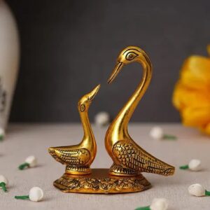 Divya Sur Saras Swan Pair of Kissing Duck Metal Decorative Showpiece – 15.5 cm