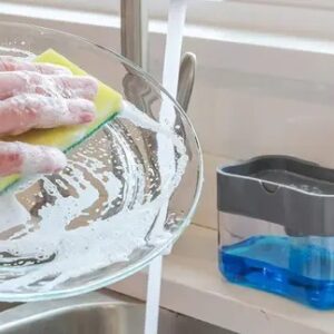 Divya Sur Dispenser for 2 in 1 Press-Type Sink Dishwasher Liquid Soap Dispenser Pump with Sponge Holder Caddy for Home and Kitchen Accessories