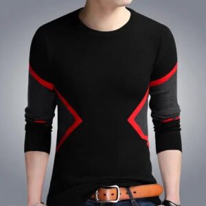 Divya Sur Men’s Colorblocked Round Black Tshirts