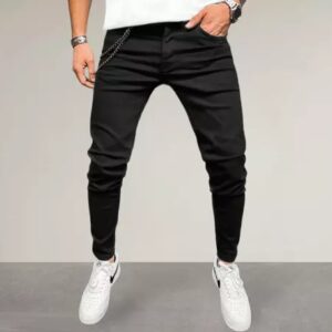 Divya Sur Men Denim Solid Slim Fit Black Stretchable Jeans