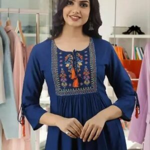 Divya Sur Sky Blue Heavy Embroidered Solid Designer Top & Tunics